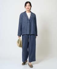 NGDGE40430 GIANNI LO GIUDICE(ジャンニ ロ ジュディチェ) [洗える]デニム調リネンジャケット ネイビー