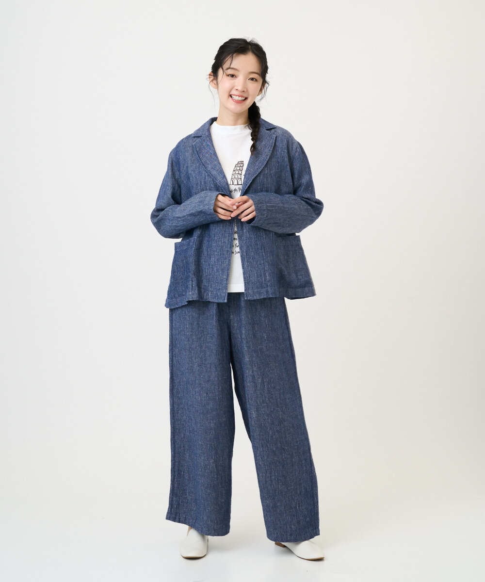 NGDGE40430 GIANNI LO GIUDICE(ジャンニ ロ ジュディチェ) [洗える]デニム調リネンジャケット ネイビー