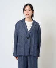 NGDGE40430 GIANNI LO GIUDICE(ジャンニ ロ ジュディチェ) [洗える]デニム調リネンジャケット ネイビー