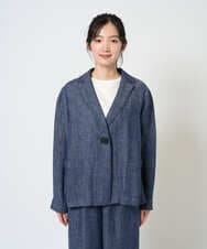 NGDGE40430 GIANNI LO GIUDICE(ジャンニ ロ ジュディチェ) [洗える]デニム調リネンジャケット ネイビー