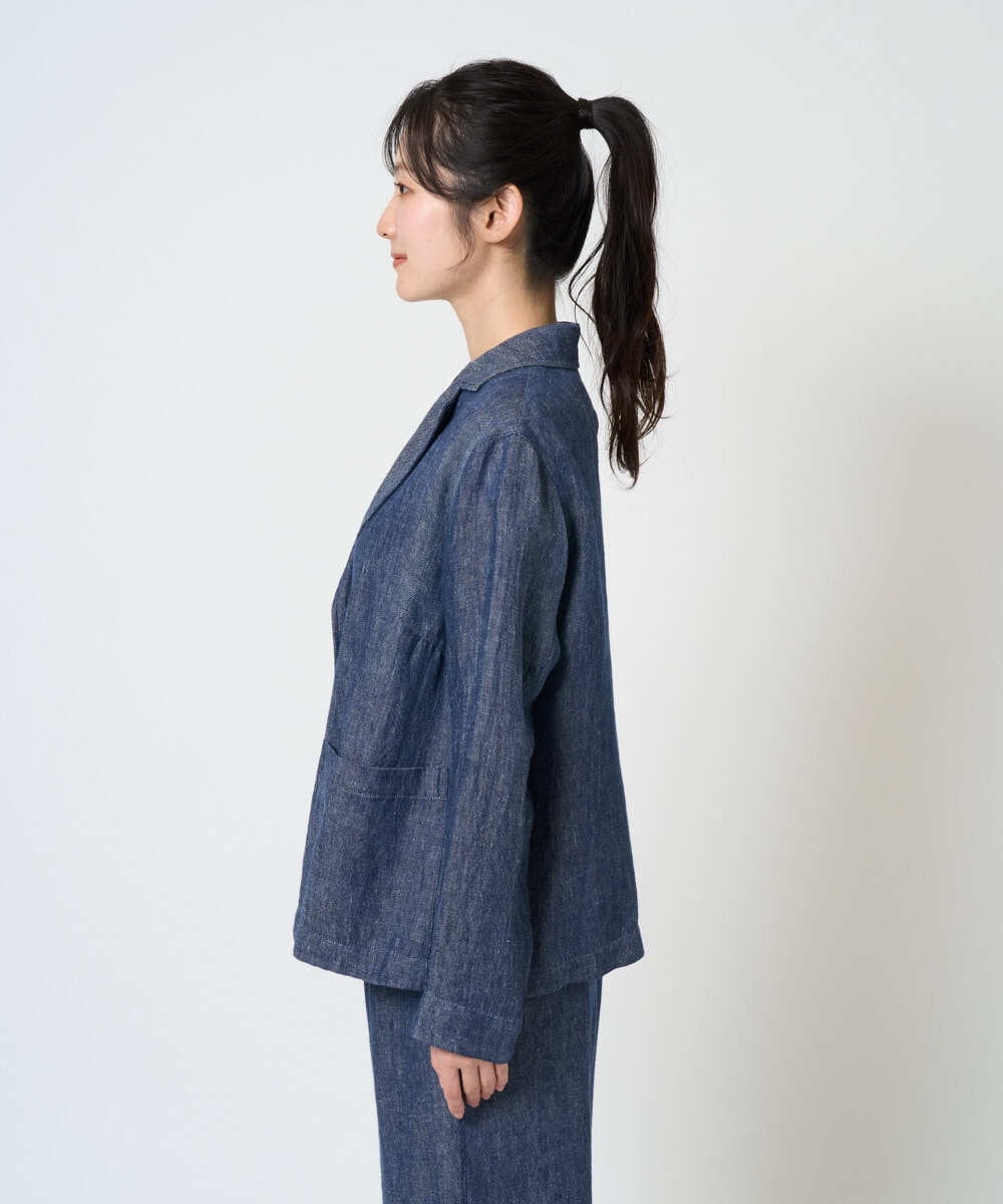 NGDGE40430 GIANNI LO GIUDICE(ジャンニ ロ ジュディチェ) [洗える]デニム調リネンジャケット ネイビー