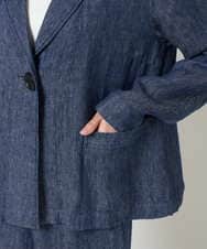 NGDGE40430 GIANNI LO GIUDICE(ジャンニ ロ ジュディチェ) [洗える]デニム調リネンジャケット ネイビー