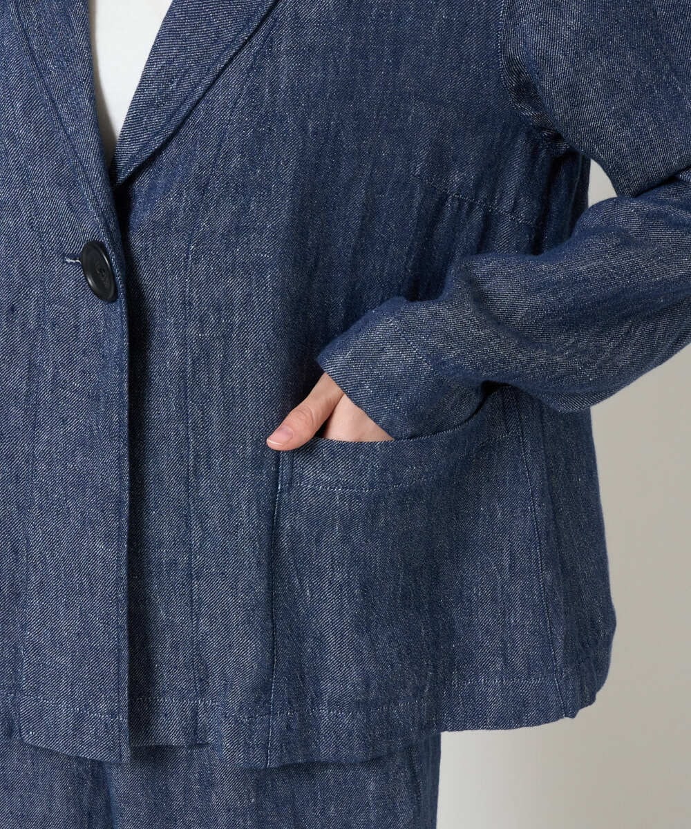 NGDGE40430 GIANNI LO GIUDICE(ジャンニ ロ ジュディチェ) [洗える]デニム調リネンジャケット ネイビー