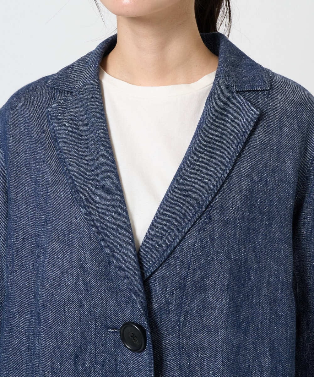 NGDGE40430 GIANNI LO GIUDICE(ジャンニ ロ ジュディチェ) [洗える]デニム調リネンジャケット ネイビー