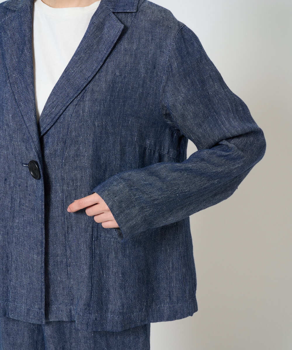 NGDGE40430 GIANNI LO GIUDICE(ジャンニ ロ ジュディチェ) [洗える]デニム調リネンジャケット ネイビー
