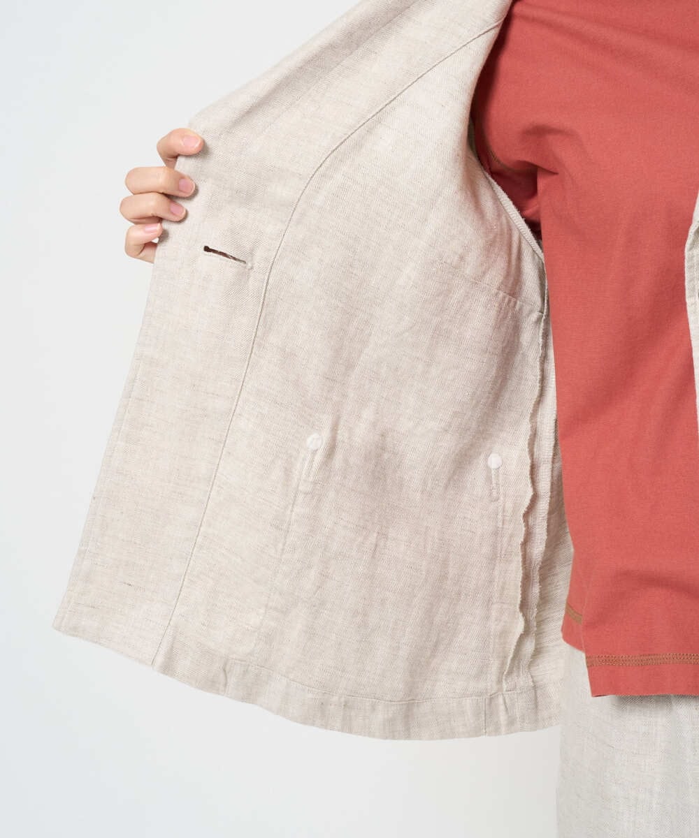 NGDGE40430 GIANNI LO GIUDICE(ジャンニ ロ ジュディチェ) [洗える]デニム調リネンジャケット ネイビー