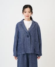 NGDGE40430 GIANNI LO GIUDICE(ジャンニ ロ ジュディチェ) [洗える]デニム調リネンジャケット ネイビー