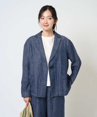 NGDGE40430 GIANNI LO GIUDICE [洗える]デニム調リネンジャケット