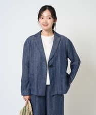 NGDGE40430 GIANNI LO GIUDICE(ジャンニ ロ ジュディチェ) [洗える]デニム調リネンジャケット ネイビー