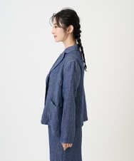 NGDGE40430 GIANNI LO GIUDICE(ジャンニ ロ ジュディチェ) [洗える]デニム調リネンジャケット ネイビー