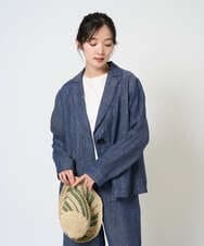 NGDGE40430 GIANNI LO GIUDICE(ジャンニ ロ ジュディチェ) [洗える]デニム調リネンジャケット ネイビー