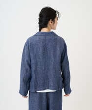 NGDGE40430 GIANNI LO GIUDICE(ジャンニ ロ ジュディチェ) [洗える]デニム調リネンジャケット ネイビー