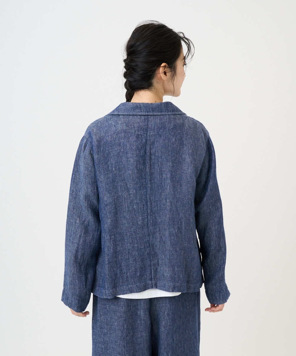 NGDGE40430 GIANNI LO GIUDICE(ジャンニ ロ ジュディチェ) [洗える]デニム調リネンジャケット ネイビー