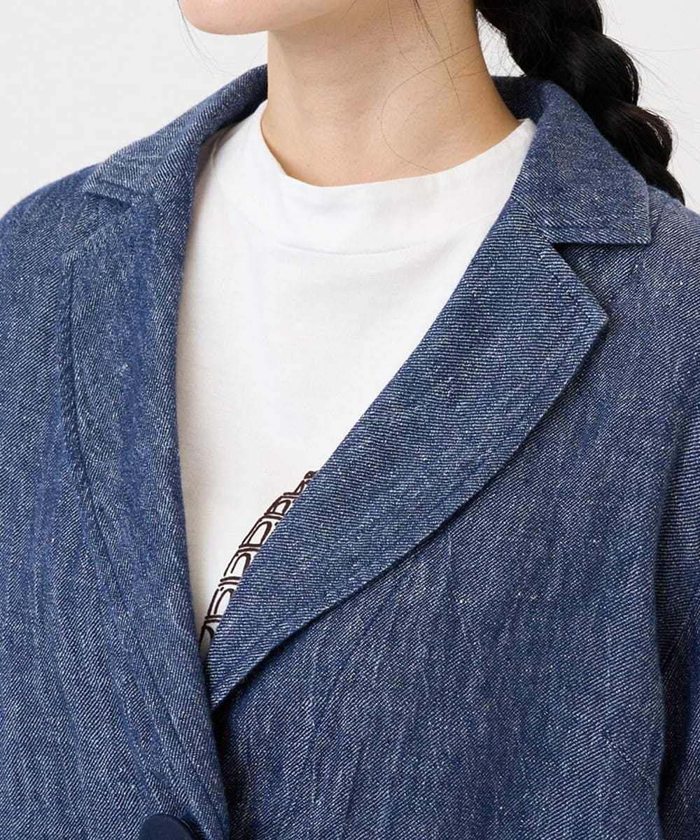 NGDGE40430 GIANNI LO GIUDICE(ジャンニ ロ ジュディチェ) [洗える]デニム調リネンジャケット ネイビー