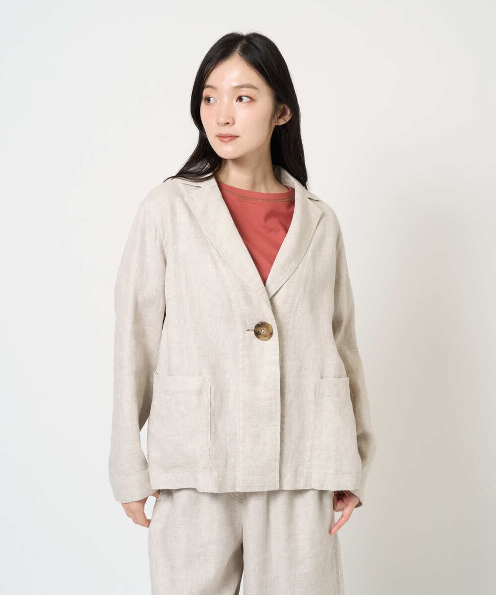 NGDGE40430 GIANNI LO GIUDICE(ジャンニ ロ ジュディチェ) [洗える]デニム調リネンジャケット ネイビー