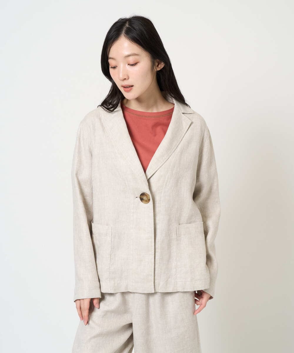 NGDGE40430 GIANNI LO GIUDICE(ジャンニ ロ ジュディチェ) [洗える]デニム調リネンジャケット ネイビー