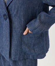 NGDGE40430 GIANNI LO GIUDICE(ジャンニ ロ ジュディチェ) [洗える]デニム調リネンジャケット ネイビー