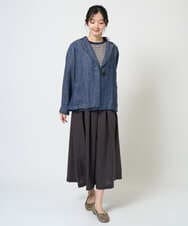 NGDGE40430 GIANNI LO GIUDICE(ジャンニ ロ ジュディチェ) [洗える]デニム調リネンジャケット ネイビー