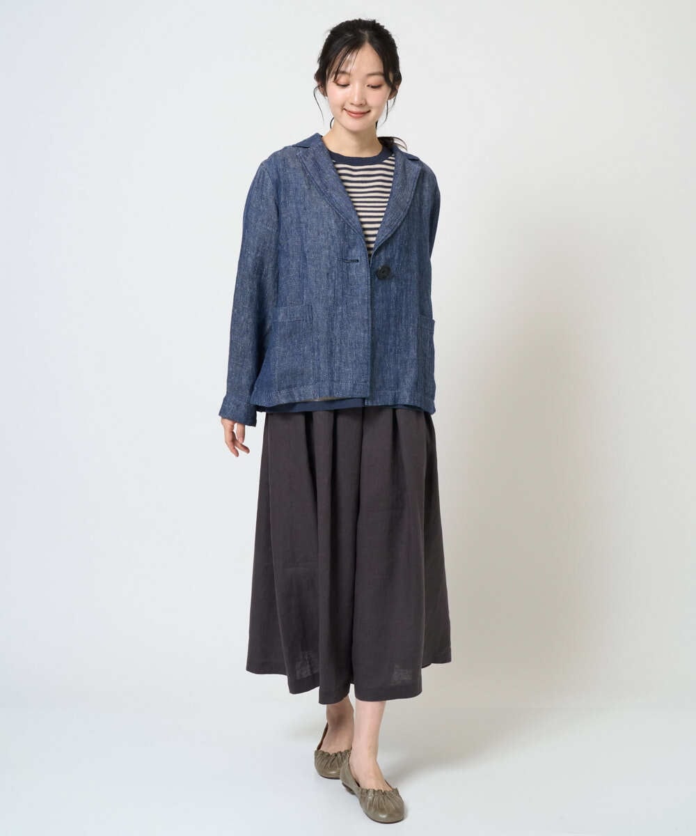 NGDGE40430 GIANNI LO GIUDICE(ジャンニ ロ ジュディチェ) [洗える]デニム調リネンジャケット ネイビー