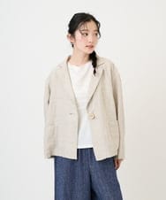 NGDGE40430 GIANNI LO GIUDICE(ジャンニ ロ ジュディチェ) [洗える]デニム調リネンジャケット ベージュ