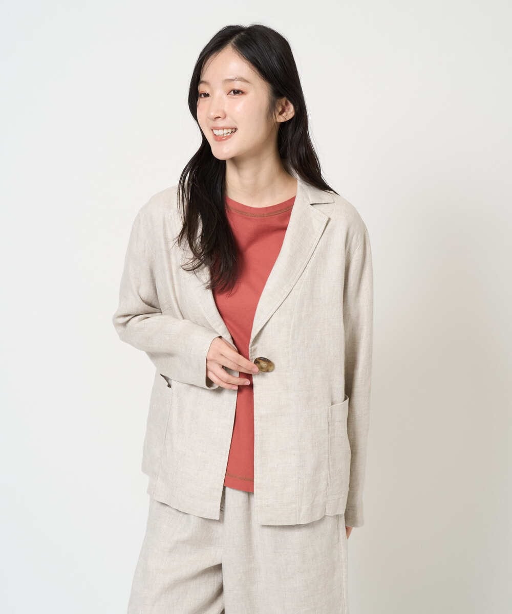 NGDGE40430 GIANNI LO GIUDICE(ジャンニ ロ ジュディチェ) [洗える]デニム調リネンジャケット ベージュ