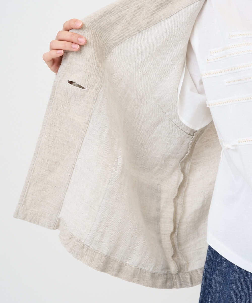 NGDGE40430 GIANNI LO GIUDICE(ジャンニ ロ ジュディチェ) [洗える]デニム調リネンジャケット ベージュ