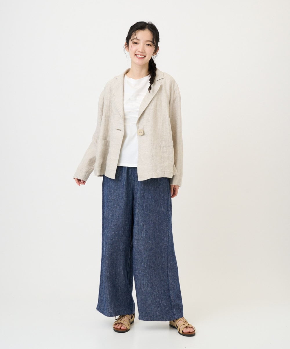 NGDGE40430 GIANNI LO GIUDICE(ジャンニ ロ ジュディチェ) [洗える]デニム調リネンジャケット ベージュ