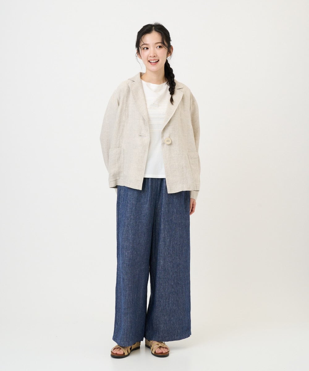 NGDGE40430 GIANNI LO GIUDICE(ジャンニ ロ ジュディチェ) [洗える]デニム調リネンジャケット ベージュ