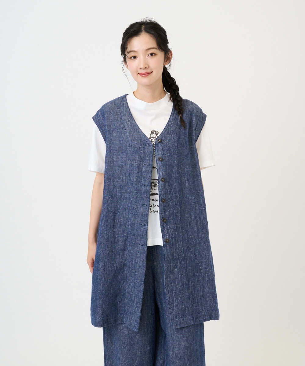 NGDGE41390 GIANNI LO GIUDICE(ジャンニ ロ ジュディチェ) [洗える]デニム調リネンジレ ネイビー