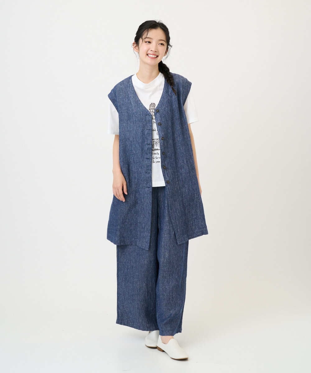 NGDGE41390 GIANNI LO GIUDICE(ジャンニ ロ ジュディチェ) [洗える]デニム調リネンジレ ネイビー