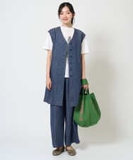 NGDGE41390 GIANNI LO GIUDICE(ジャンニ ロ ジュディチェ) [洗える]デニム調リネンジレ ネイビー