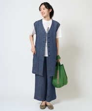 NGDGE41390 GIANNI LO GIUDICE(ジャンニ ロ ジュディチェ) [洗える]デニム調リネンジレ ネイビー