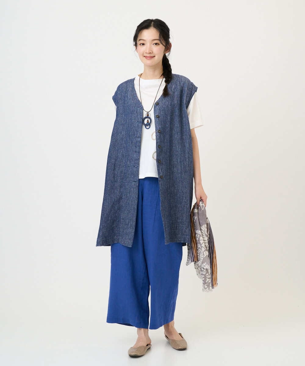 NGDGE41390 GIANNI LO GIUDICE(ジャンニ ロ ジュディチェ) [洗える]デニム調リネンジレ ネイビー