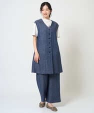 NGDGE41390 GIANNI LO GIUDICE(ジャンニ ロ ジュディチェ) [洗える]デニム調リネンジレ ネイビー