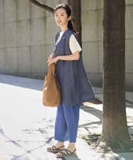 NGDGE41390 GIANNI LO GIUDICE(ジャンニ ロ ジュディチェ) [洗える]デニム調リネンジレ ネイビー