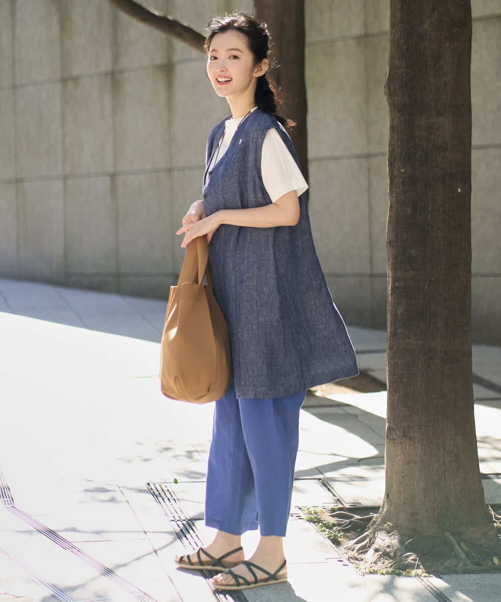 NGDGE41390 GIANNI LO GIUDICE(ジャンニ ロ ジュディチェ) [洗える]デニム調リネンジレ ネイビー