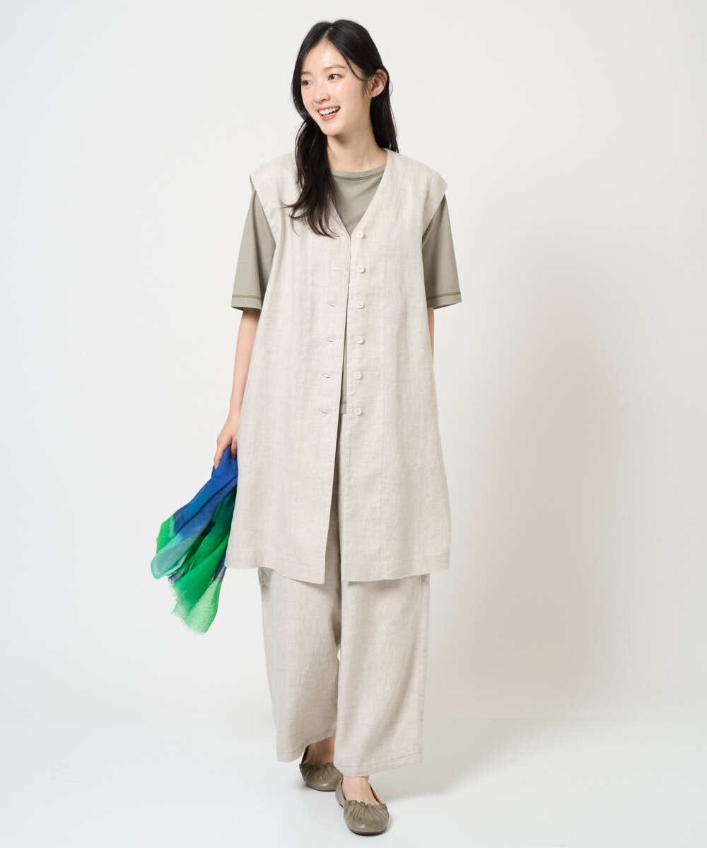 NGDGE41390 GIANNI LO GIUDICE(ジャンニ ロ ジュディチェ) [洗える]デニム調リネンジレ ネイビー