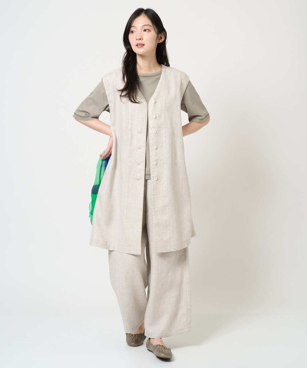 NGDGE41390 GIANNI LO GIUDICE(ジャンニ ロ ジュディチェ) [洗える]デニム調リネンジレ ネイビー