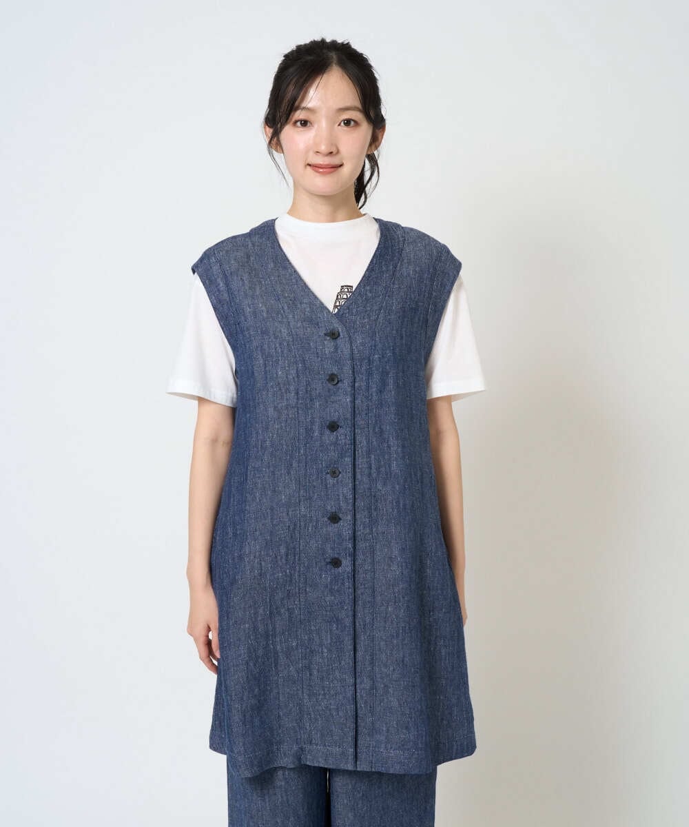 NGDGE41390 GIANNI LO GIUDICE(ジャンニ ロ ジュディチェ) [洗える]デニム調リネンジレ ネイビー