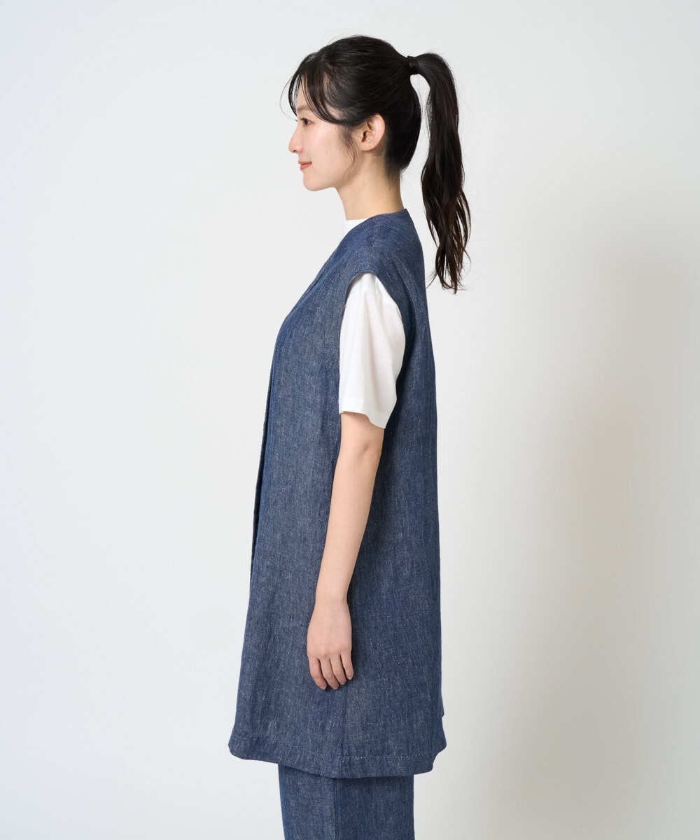 NGDGE41390 GIANNI LO GIUDICE(ジャンニ ロ ジュディチェ) [洗える]デニム調リネンジレ ネイビー