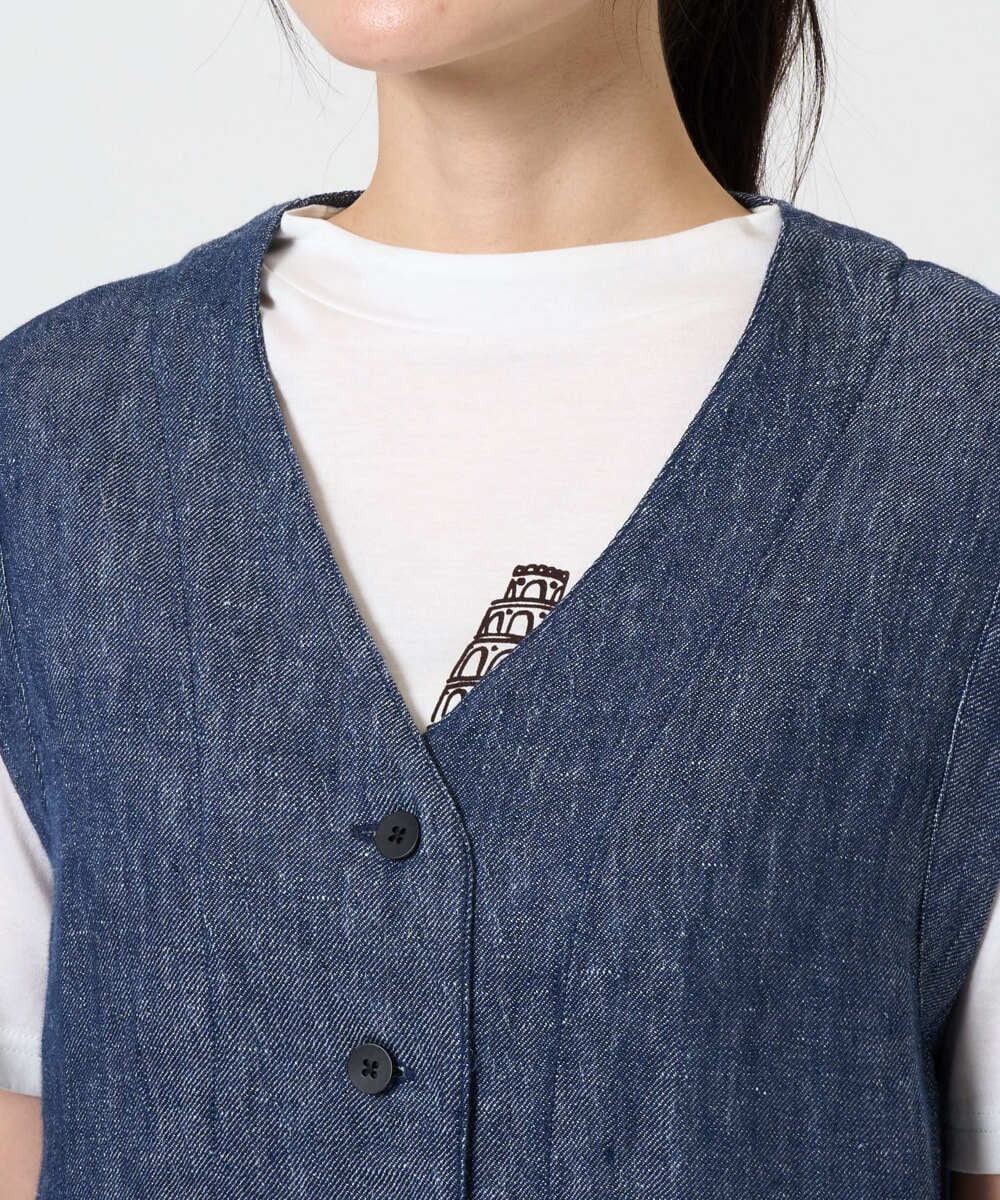 NGDGE41390 GIANNI LO GIUDICE(ジャンニ ロ ジュディチェ) [洗える]デニム調リネンジレ ネイビー