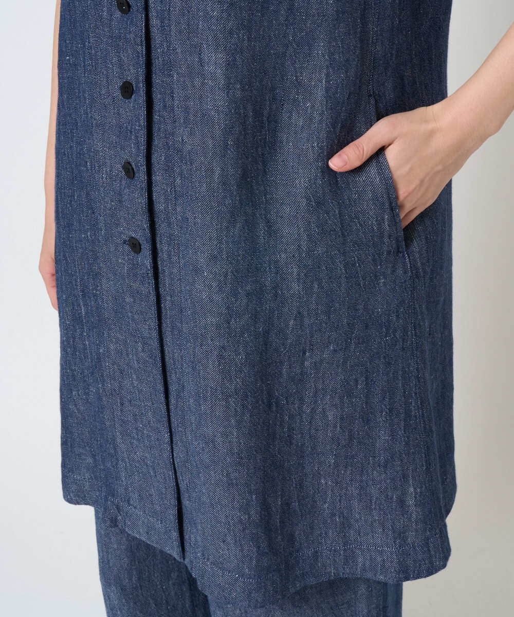 NGDGE41390 GIANNI LO GIUDICE(ジャンニ ロ ジュディチェ) [洗える]デニム調リネンジレ ネイビー