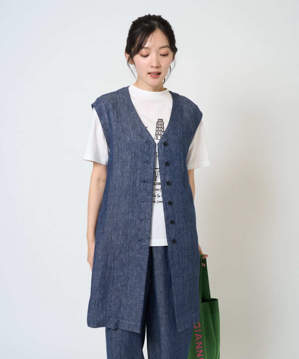 NGDGE41390 GIANNI LO GIUDICE(ジャンニ ロ ジュディチェ) [洗える]デニム調リネンジレ ネイビー