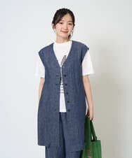 NGDGE41390 GIANNI LO GIUDICE(ジャンニ ロ ジュディチェ) [洗える]デニム調リネンジレ ネイビー