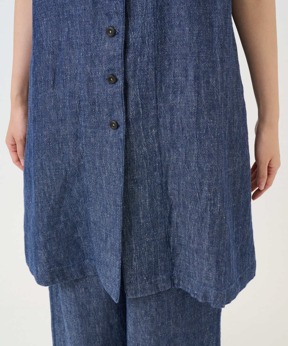 NGDGE41390 GIANNI LO GIUDICE(ジャンニ ロ ジュディチェ) [洗える]デニム調リネンジレ ネイビー
