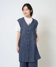 NGDGE41390 GIANNI LO GIUDICE(ジャンニ ロ ジュディチェ) [洗える]デニム調リネンジレ ネイビー