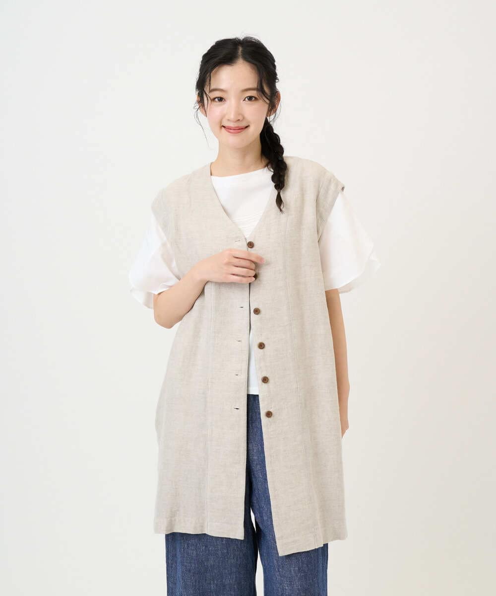 NGDGE41390 GIANNI LO GIUDICE(ジャンニ ロ ジュディチェ) [洗える]デニム調リネンジレ ベージュ