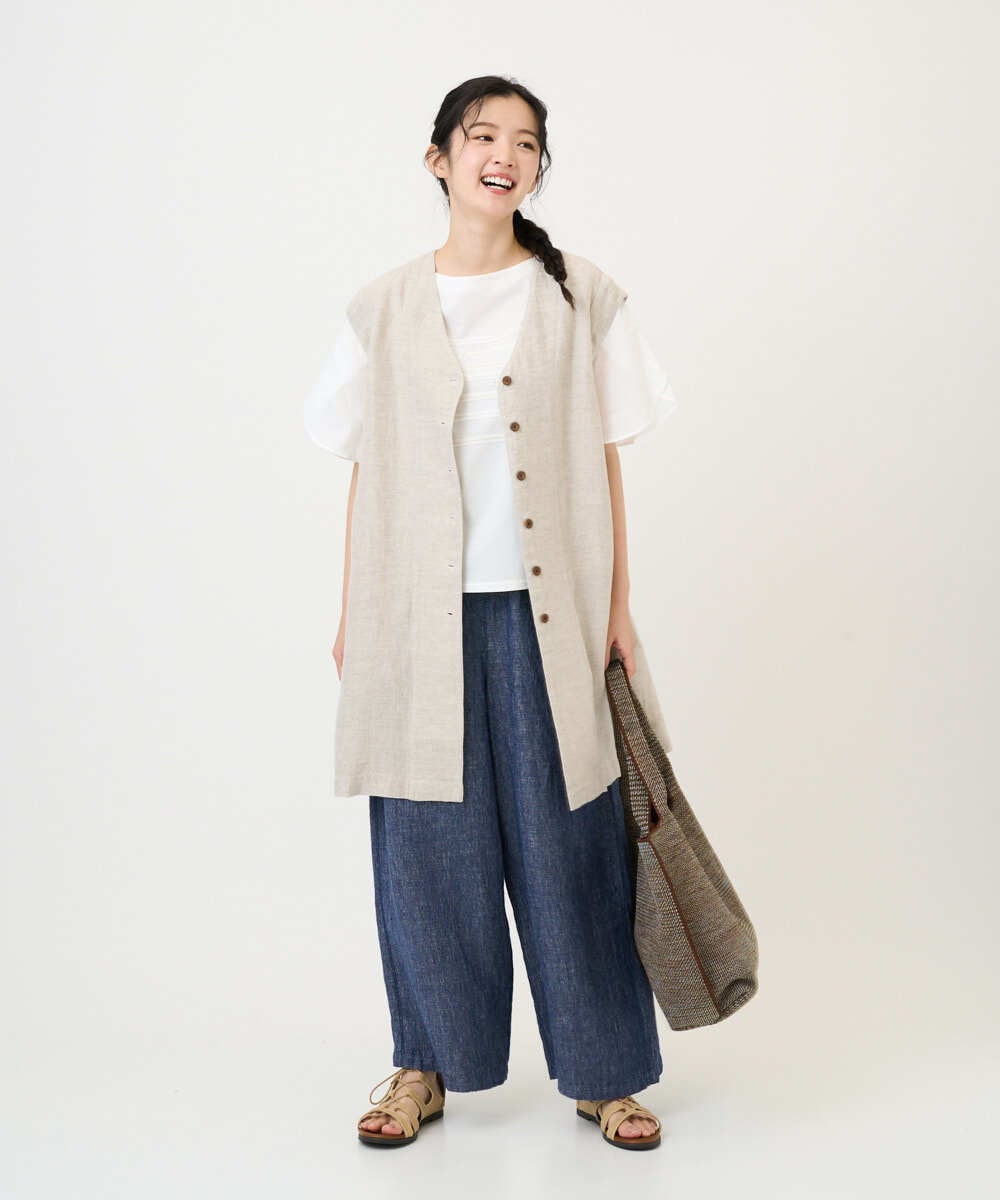 NGDGE41390 GIANNI LO GIUDICE(ジャンニ ロ ジュディチェ) [洗える]デニム調リネンジレ ベージュ