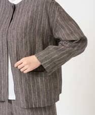 NGDGE50430 GIANNI LO GIUDICE(ジャンニ ロ ジュディチェ) [洗える]リネンステッチストライプジャケット ブラック