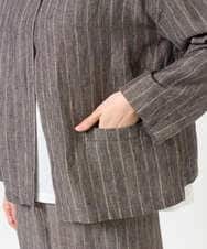 NGDGE50430 GIANNI LO GIUDICE(ジャンニ ロ ジュディチェ) [洗える]リネンステッチストライプジャケット ブラック